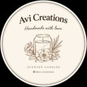 Avi Creations logo: a line-drawn candle jar with flowers